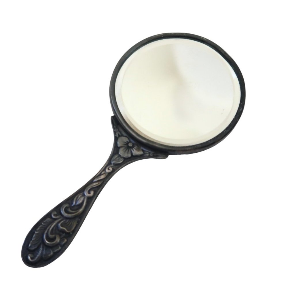 vtg HANS JENSEN silver plate Hand Mirror Denmark